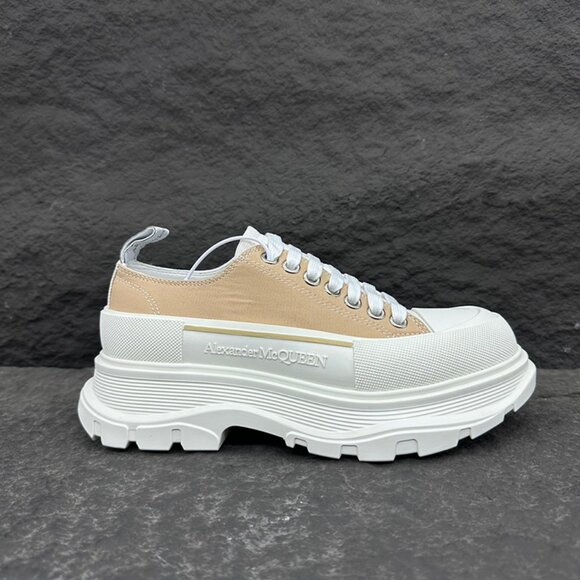 Brown & White Alexander McQueen Casual Canvas Sneakers - Picture 7 of 9